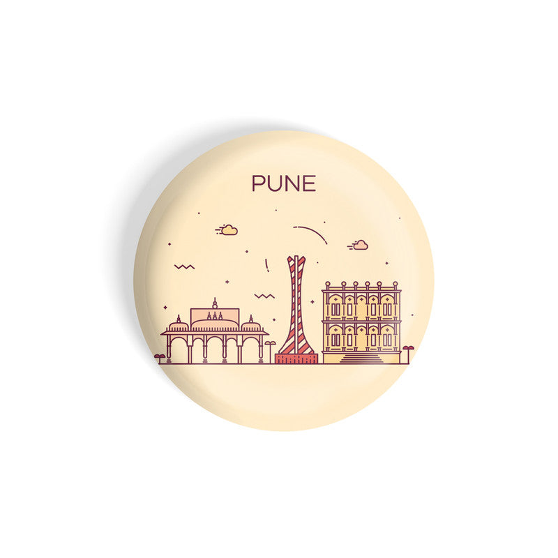 dhcrafts Round Fridge Magnet Brown Color Pune Glossy Finish Design Pack of 1 (58 mm)